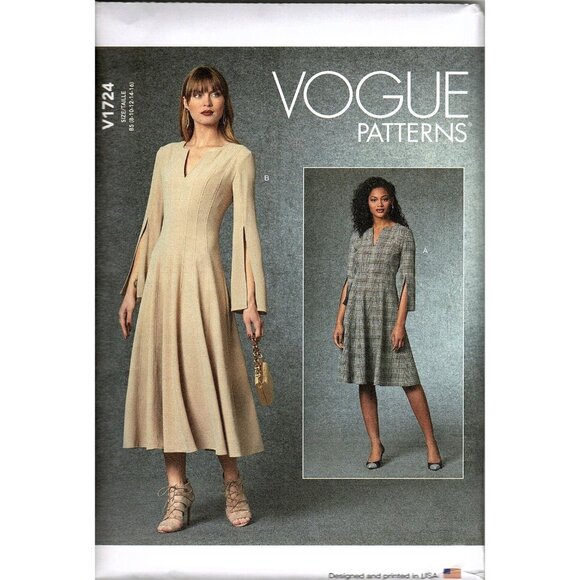Vogue V1724 Misses 6 to 14 Flared Dress Uncut Sewing Pattern - Picture 1 of 2